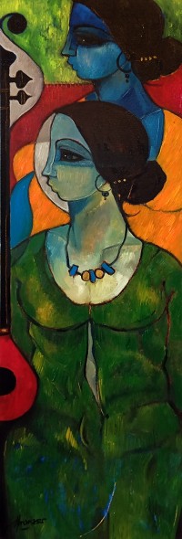 Abrar Ahmed, 12 x 36 Inch, Oil on Canvas, Figurative Painting, AC-AA-606 Abrar Ahmed, 12 x 36 Inch, Oil on Canvas, Figurative Painting, AC-AA-606